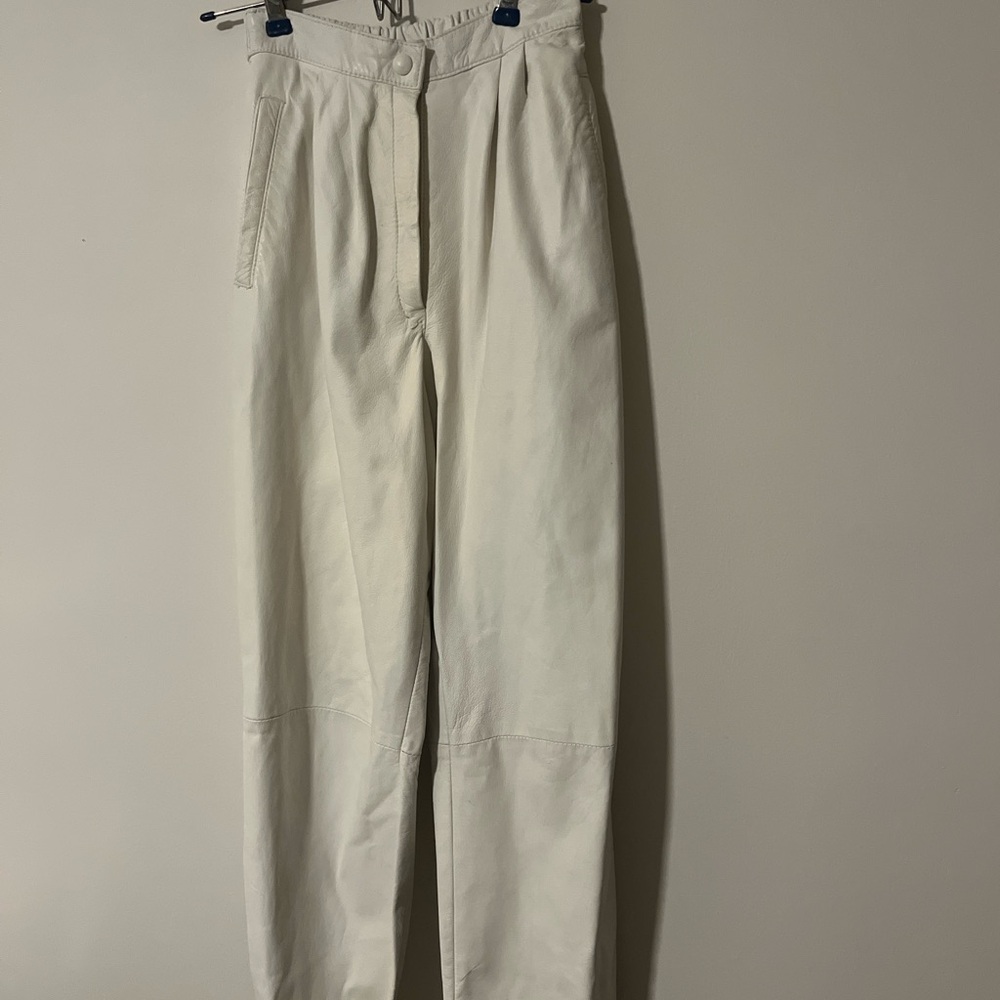 Vintage Genuine leather high waisted straight fit pants trousers, biker, 90s